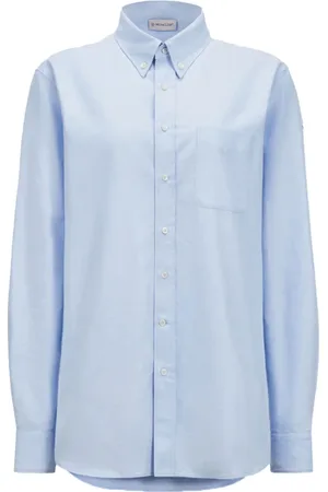 Moncler Dames, Blouses & Shirts, Blauw, Maat: S Katoen