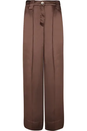 Ganni Dames, Broeken, Bruin, Maat: XS Satijn