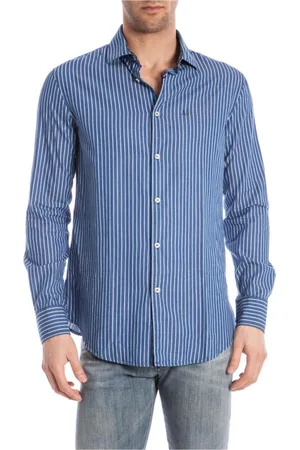 Emporio Armani Heren, Overhemden, Blauw, Maat: XL Katoen