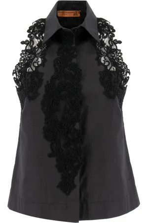 ERMANNO SCERVINO Dames, Blouses & Shirts, Zwart, Maat: XS Katoen