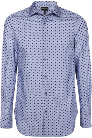 Emporio Armani Heren, Overhemden, Blauw, Maat: M Katoen
