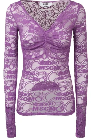 Msgm Dames, Truien, Paars, Maat: 2XS Katoen