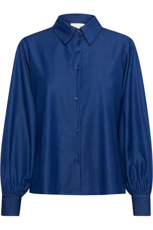 My Essential Wardrobe Dames, Blouses & Shirts, Blauw, Maat: XS Katoen
