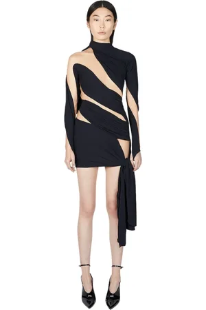 MUGLER Dames, Jurken, Zwart, Maat: 2XS Polyamide