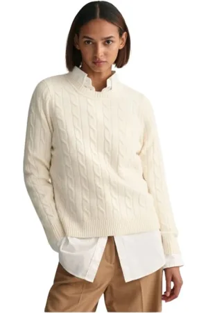 GANT Dames, Truien, Wit, Maat: L Wol