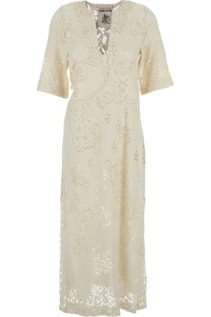 SEMICOUTURE Dames, Jurken, Wit, Maat: XS Katoen
