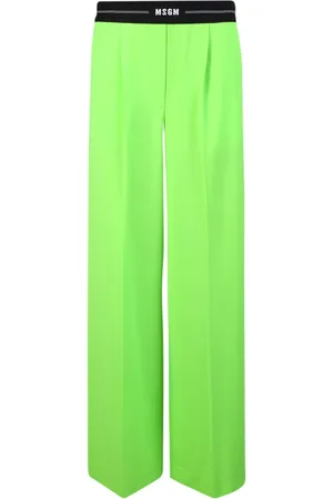 Msgm Dames, Broeken, Groen, Maat: 2XS Wol