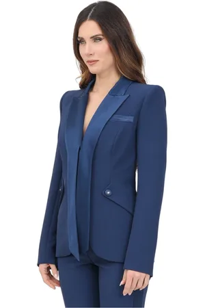 Elisabetta Franchi Dames, Jassen, Blauw, Maat: L Satijn
