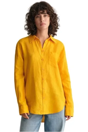 GANT Dames, Blouses & Shirts, Geel, Maat: L Linnen