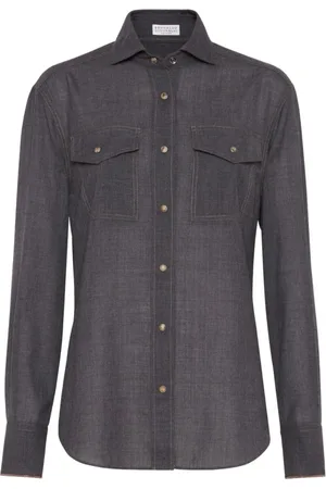 Brunello Cucinelli Dames, Blouses & Shirts, Grijs, Maat: XS Wol