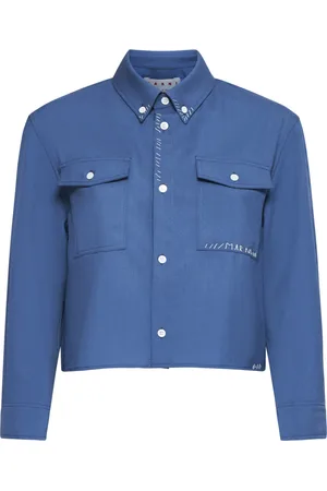 Marni Dames, Blouses & Shirts, Blauw, Maat: S Wol