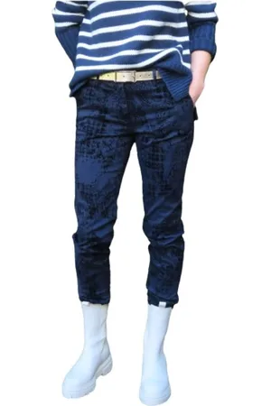 Masons Dames, Broeken, Blauw, Maat: S Velours