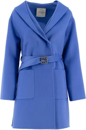 ERMANNO SCERVINO Dames, Mantels, Blauw, Maat: S Wol