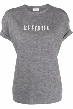 Brunello Cucinelli Dames, Tops, Grijs, Maat: L Wol
