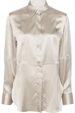 Brunello Cucinelli Dames, Blouses & Shirts, Grijs, Maat: L Zijde