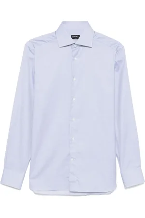 Ermenegildo Zegna Heren, Overhemden, Blauw, Maat: L Katoen
