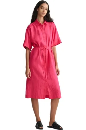 GANT Dames, Jurken, Roze, Maat: XL Linnen