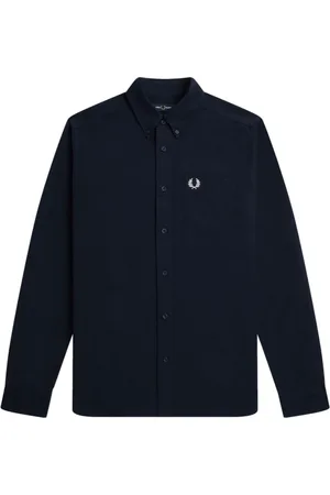 Fred Perry Heren, Overhemden, Blauw, Maat: L Katoen