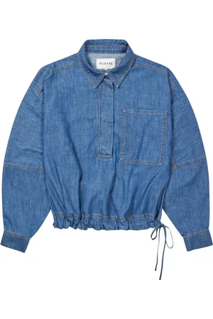Munthe Dames, Blouses & Shirts, Blauw, Maat: M Denim