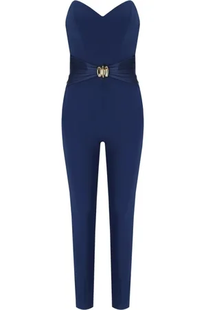 Elisabetta Franchi Dames, Jumpsuits & Playsuits, Blauw, Maat: M Satijn