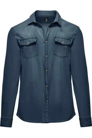 Bomboogie Heren, Overhemden, Blauw, Maat: 2XL Denim