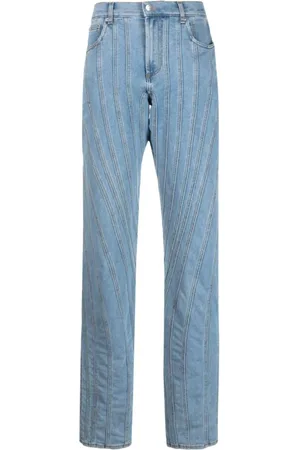 MUGLER Dames, Jeans, Blauw, Maat: XS Katoen