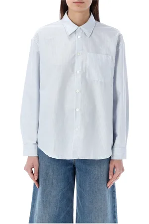 A.P.C. Dames, Blouses & Shirts, Blauw, Maat: S Katoen