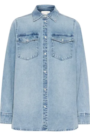 My Essential Wardrobe Dames, Blouses & Shirts, Blauw, Maat: L Denim