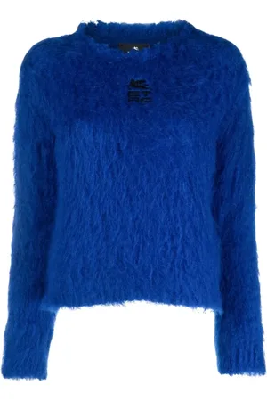 Etro Dames, Truien, Blauw, Maat: M Wol