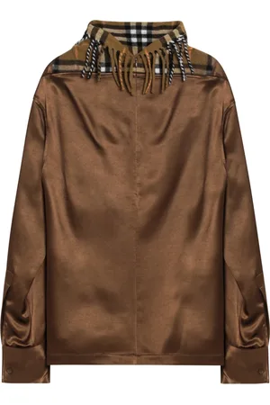 Burberry Dames, Blouses & Shirts, Bruin, Maat: 2XS Leer
