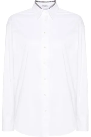 Brunello Cucinelli Dames, Blouses & Shirts, Wit, Maat: L