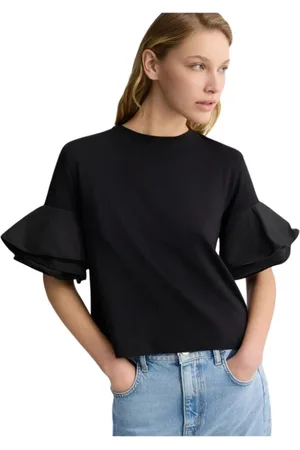 Liu Jo Dames, Blouses & Shirts, Zwart, Maat: S Katoen