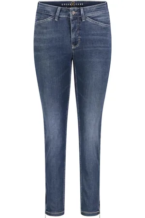 Mac Dames, Jeans, Blauw, Maat: XS Katoen