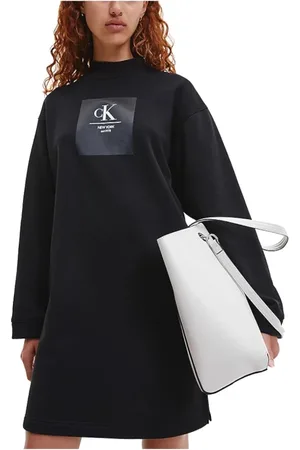 Calvin Klein Dames, Jurken, Zwart, Maat: S Katoen