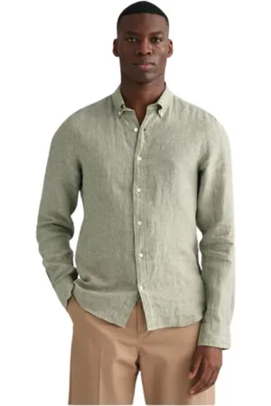 GANT Heren, Overhemden, Groen, Maat: XL Linnen