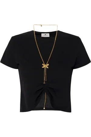 Elisabetta Franchi Dames, Tops, Zwart, Maat: XS Katoen