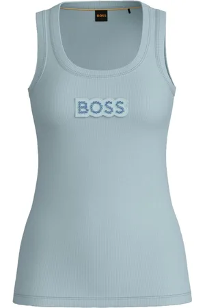 HUGO BOSS Dames, Tops, Blauw, Maat: S Katoen