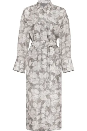 Brunello Cucinelli Dames, Jurken, Grijs, Maat: L Zijde