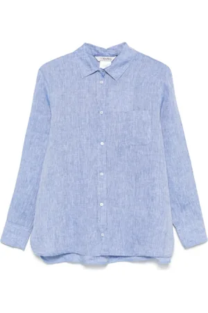 Max Mara Dames, Blouses & Shirts, Blauw, Maat: S Linnen