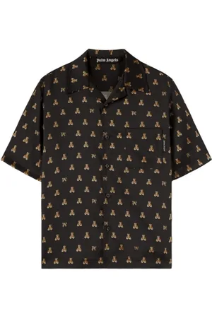Palm Angels Heren, Overhemden, Zwart, Maat: M Satijn