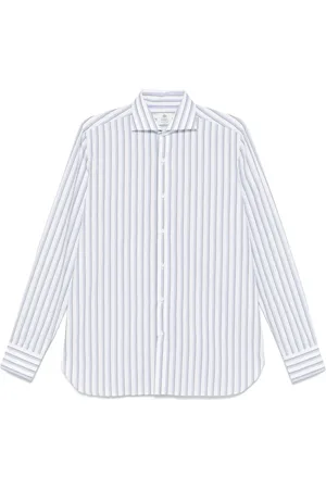 LUIGI BORRELLI NAPOLI Heren, Overhemden, Blauw, Maat: 4XL Katoen