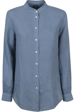 FAY Dames, Blouses & Shirts, Blauw, Maat: S Linnen