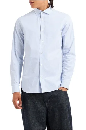 Emporio Armani Heren, Overhemden, Blauw, Maat: L Katoen