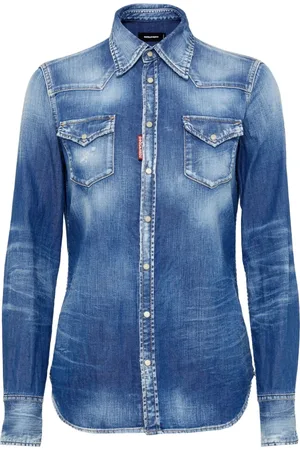 Dsquared2 Dames, Blouses & Shirts, Blauw, Maat: 2XS Denim