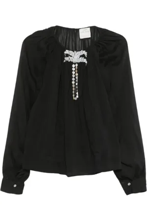 FORTE FORTE Dames, Blouses & Shirts, Zwart, Maat: S Katoen