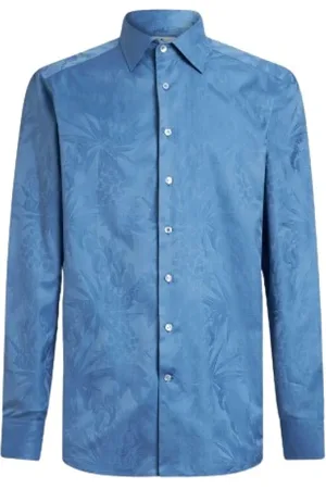 Etro Heren, Overhemden, Blauw, Maat: L Katoen