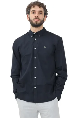 Lacoste Heren, Overhemden, Blauw, Maat: 4XL Katoen