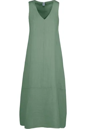 Bomboogie Dames, Jurken, Groen, Maat: XL Linnen