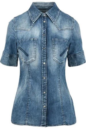 Dondup Dames, Blouses & Shirts, Blauw, Maat: S Katoen