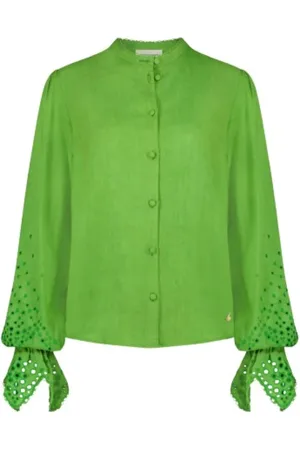 Fabienne Chapot Dames, Blouses & Shirts, Groen, Maat: M Linnen